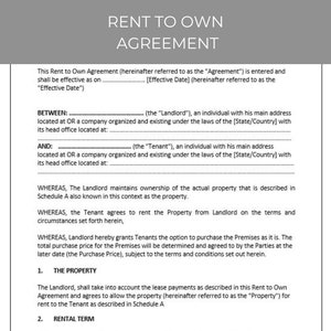 Rent to Own Agreement