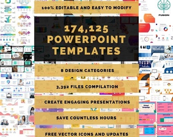 PowerPoint Presentation Template with 174,125 Professional PPT Slides, Minimal PowerPoint Template, Pitch Deck Presentation, Modern PPT