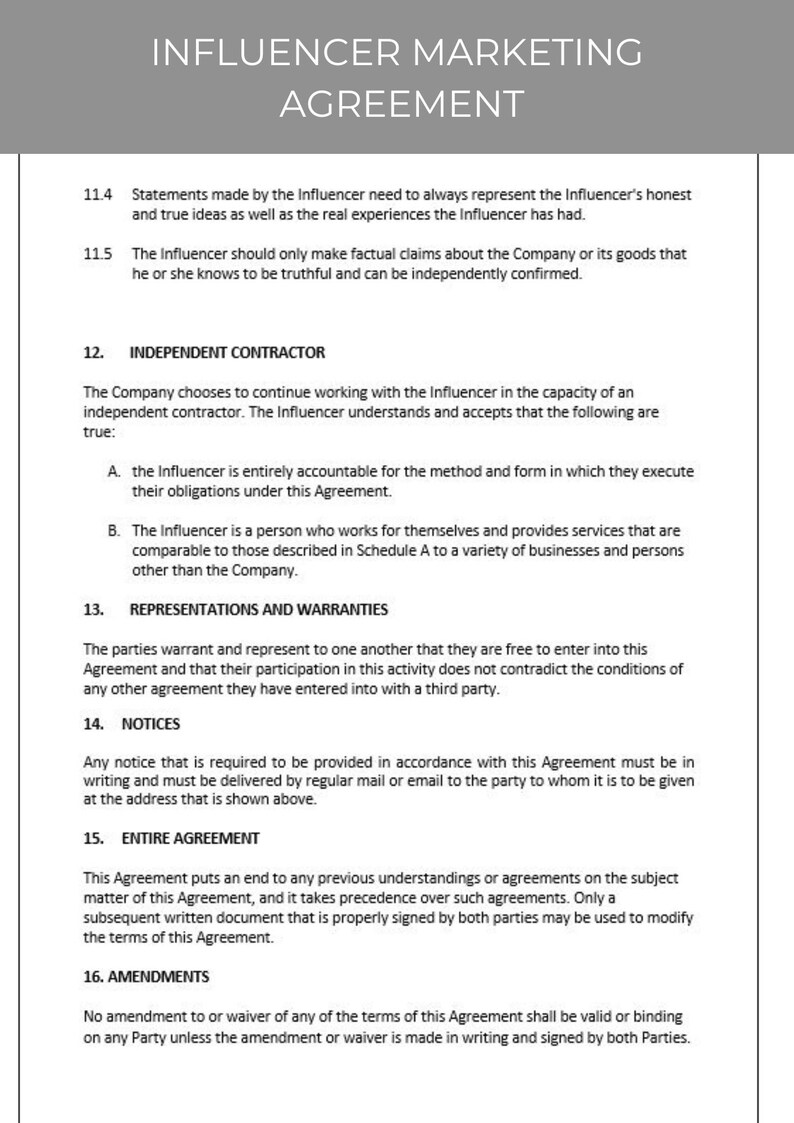 Image result for Influencer Marketing Agreement - Etsy