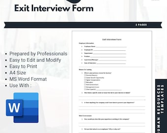 Plantillas de formularios de entrevista de salida Plantillas de documentos de recursos humanos