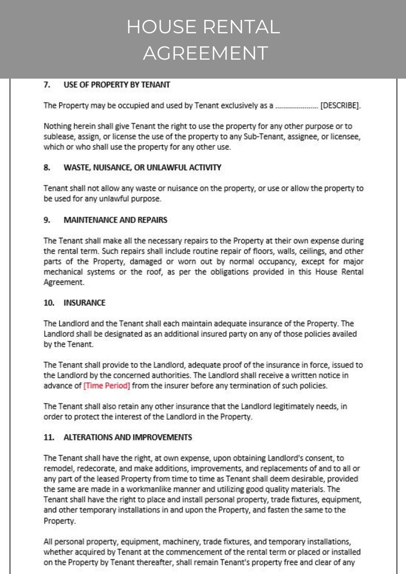 House Rental Agreement, Residential Lease, Rental Agreement, Lease Contract, Contract Agreement