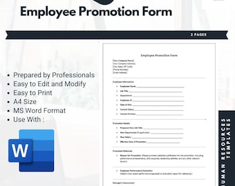 Plantillas de formularios de promoción de empleados Plantillas de documentos de recursos humanos