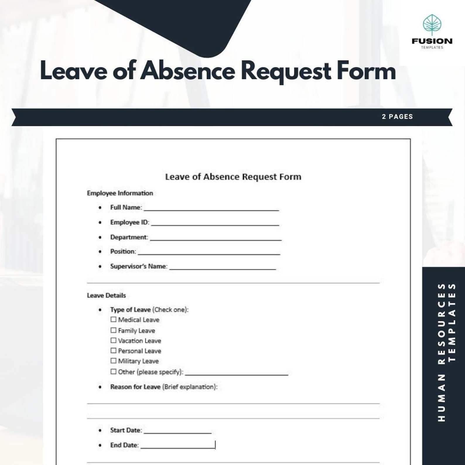 Leave of Absence Request Form Templates Human Resources Documents ...