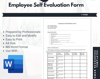 Plantillas de formularios de autoevaluación de empleados Plantillas de documentos de recursos humanos