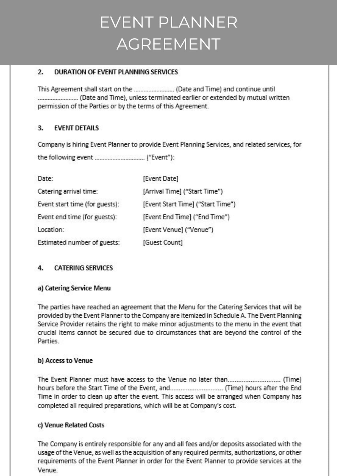Event Planner Agreement - Etsy