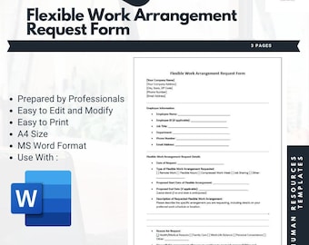 Plantillas de formularios de solicitud de acuerdos de trabajo flexible Plantillas de documentos de recursos humanos