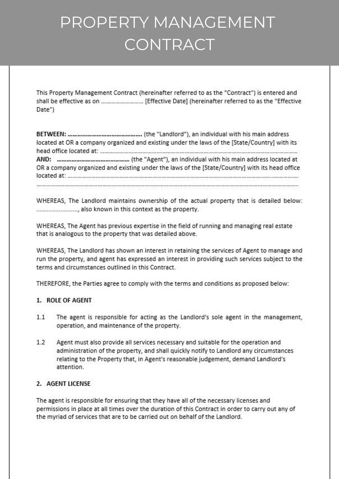Property Management Contractor Property Management Contract - Etsy