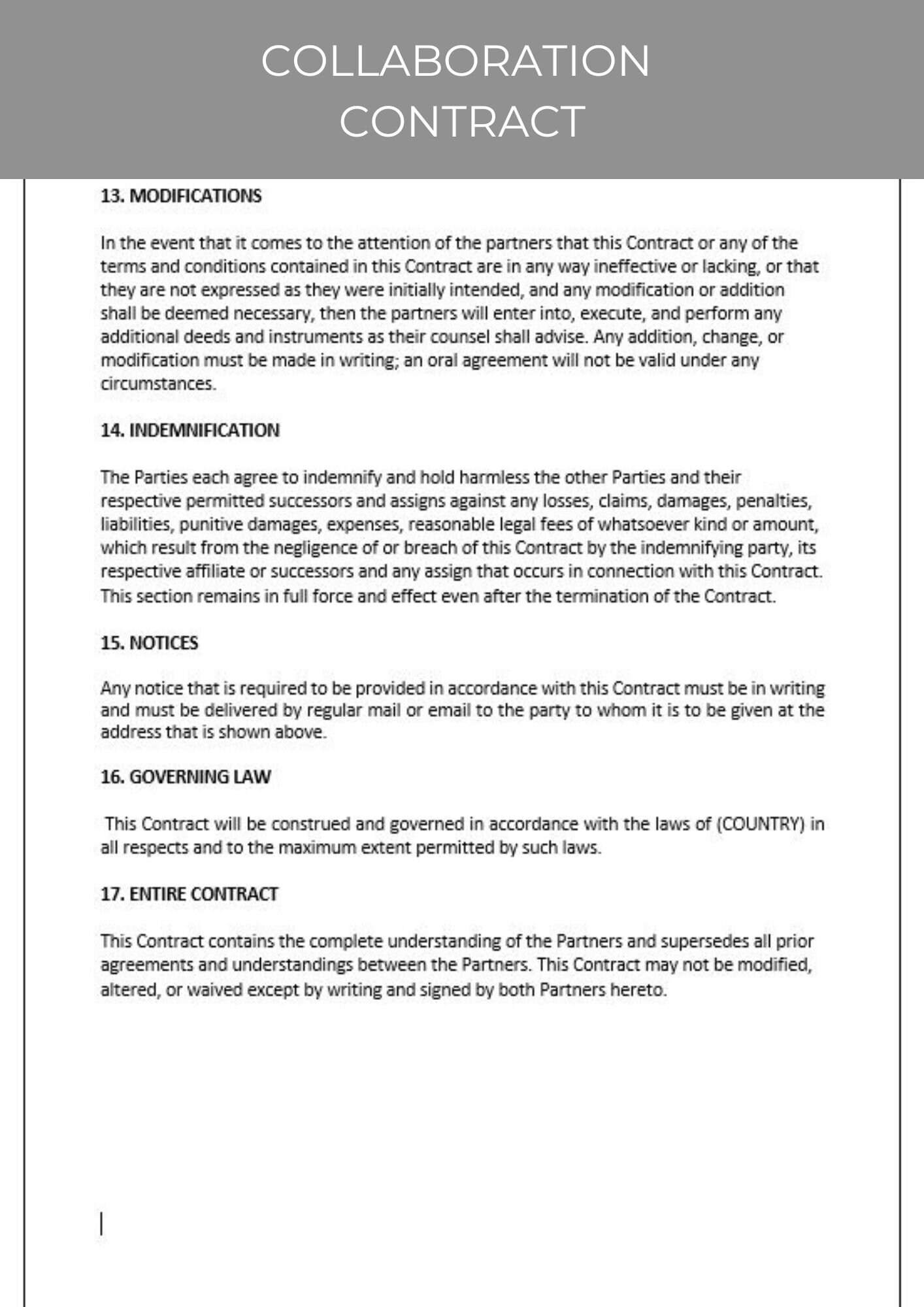 Collaboration Contract - Etsy