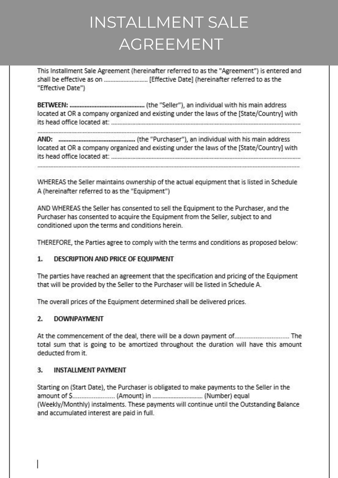 Installment Sale Agreement - Etsy