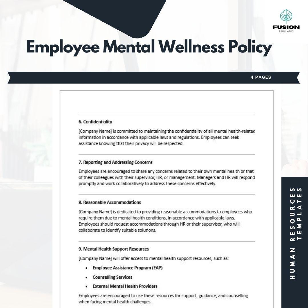 Employee Mental Wellness Policy Template - Etsy