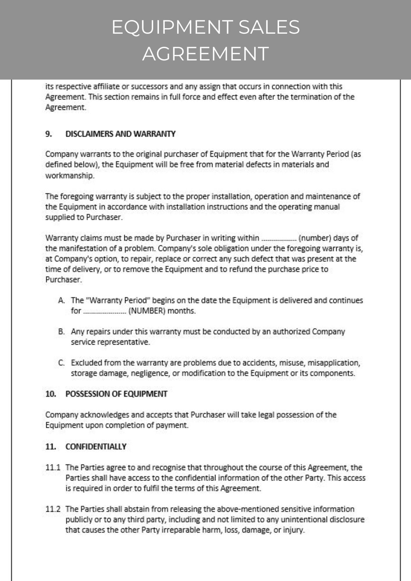 Equipment Sales Agreement Etsy Equipment Sales Agreement Etsy