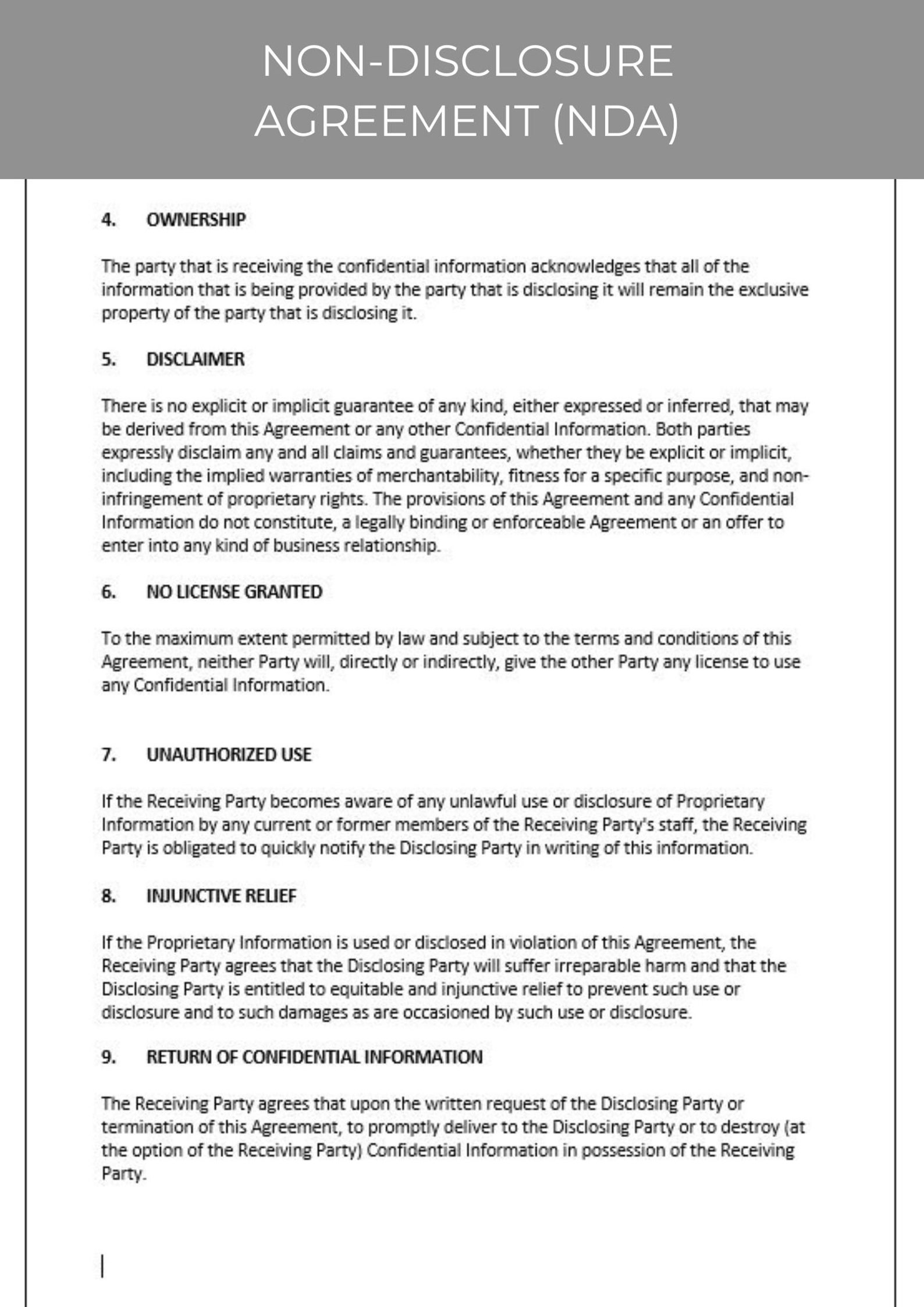 Comprehensive Nda Sample Non-disclosure Agreement (NDA) - Etsy