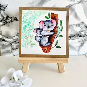Koala Grusskarte – Handgemalte Tierkarte mit Koala Mama & Baby – Liebevolle Karte zum Geburtstag, Muttertag, Baby oder als Dankeschön