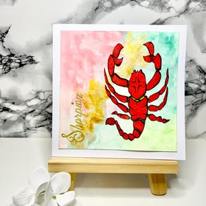Skorpion Sternzeichen Karte – handgemachte Horoskop Glückwunschkarte – Astrologie Geburtstagskarte – Skorpion Zodiac Grusskarte Schweiz