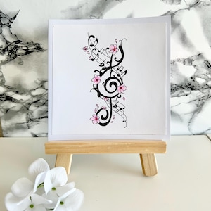 Biglietto d'auguri con chiave di violino e fiori – Biglietto con motivo musicale fatto a mano – Regalo per gli amanti della musica – Svizzera fatto a mano