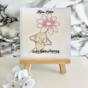 Geburtstagskarte mit Elefant – Handgemachte Grusskarte „Alles Liebe zum Geburtstag“ – Niedliche Karte aus der Schweiz