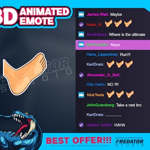 Foot 3D Animated Emote, Twitch Emote, Kick Emote, Discord Emote, Emote Commission, Twitch Emote Pack, Game Emote, Twitch Emotes Funny
