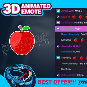 3D Animated Emote, Kick Emote, Cute Emotes, 3D Design, Discord Emotes, Kawaii Emote, Gif Emotes, Twitch Emote Pack - Apple Emote