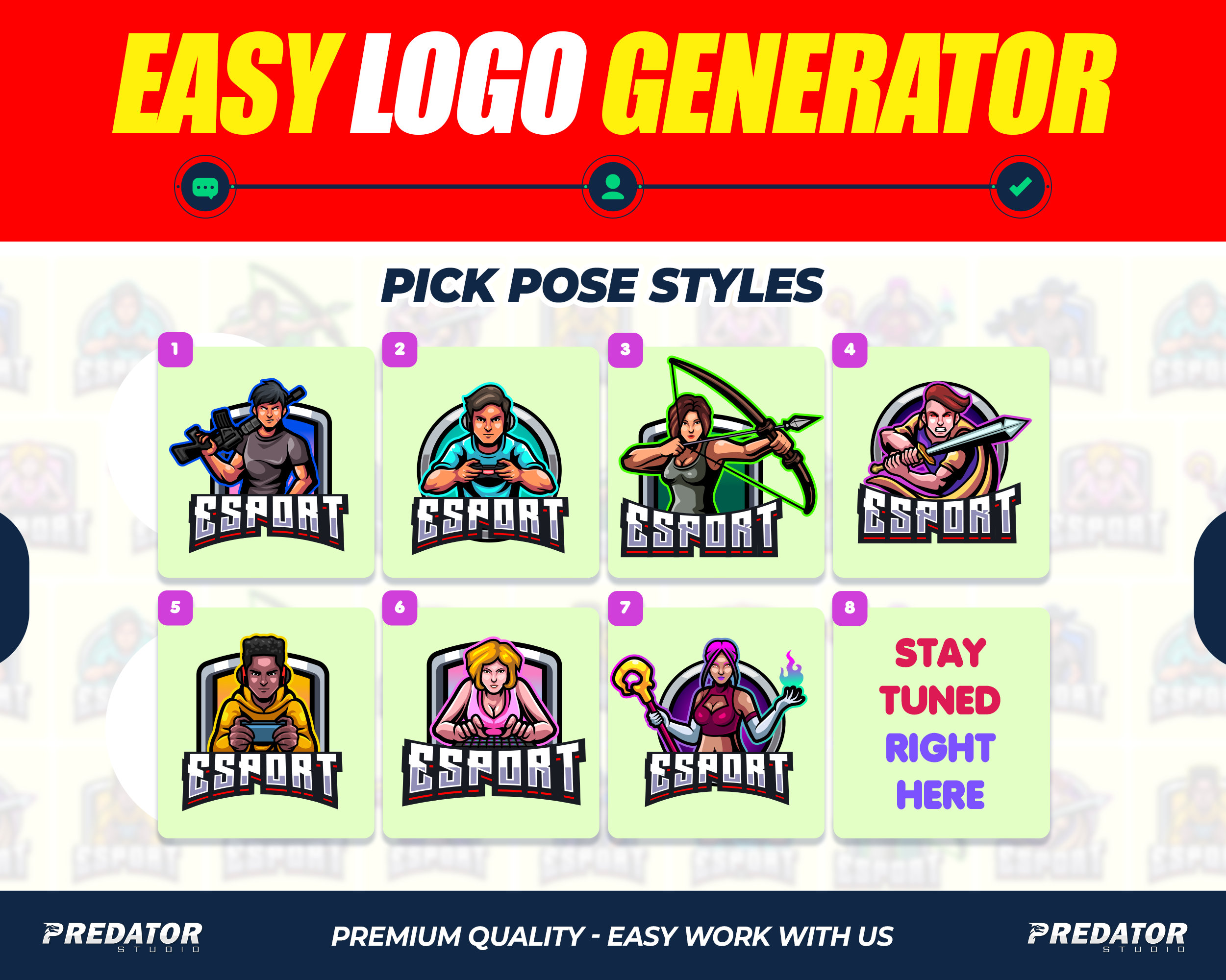 Random Esports Logo Generator Semi-custom Mascot Esports Logo Generator: Streamer Gaming Logo - Etsy