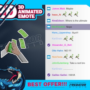 Op de afbeelding: Een digitale illustratie van een groene dinosaurus met scherpe tanden en klauwen. De dinosaurus houdt een stapel geld in zijn bek. De tekst "BEST OFFER!!!" wordt in grote, vetgedrukte letters onderaan de afbeelding weergegeven. De tekst "PREDATOR STUDIO" wordt in kleinere letters onder de tekst "BEST OFFER!!!" weergegeven.