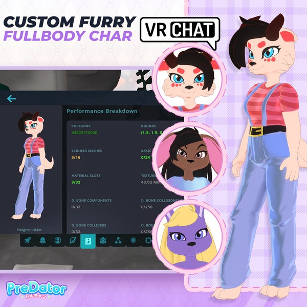 Customized 3D Furry Character for VRChat and Streamers