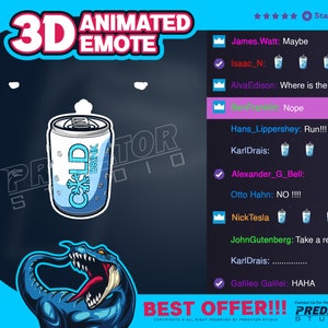 Refreshing Cold Drink 3D Animated Emote for Twitch - Discord Emotes, Game Emote, Cute Emotes, Twitch Emote Pack, Twitch Sub Emote