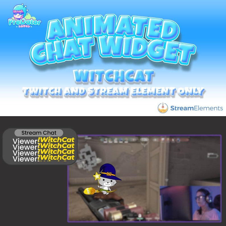 Animated Witch Cat Twitch Chat Widget for Streamelements - Etsy