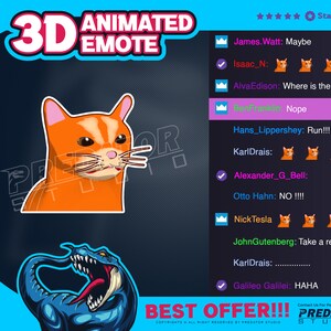 3D Animated Emote, Discord Emotes, Game Emote, Kick Emote, Cute Emotes, Twitch Emote Pack - Angry Cat Animated Emoji for Discord and Twitch