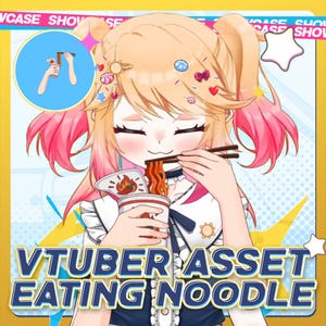 VTuber Asset Eating Noodle for Live2D Model | Stream Overlay Prop | Live2D Asset | Vtuber Models | VTuber Prop