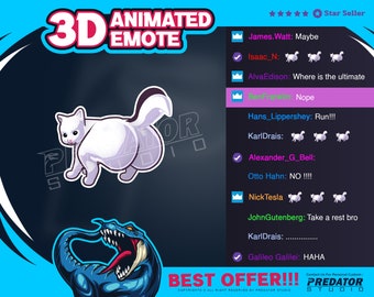 3D Animated Cat Emote: Twitch/Kick Streamer Emotes (GIF/PNG)
