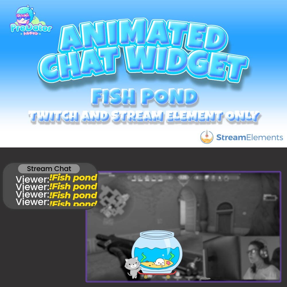 Animated Stream Chat Widget - Customizable Twitch Overlays -  Fish Pond Twitch Chat Widget