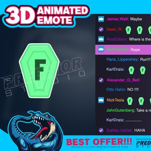 3D Animated Emote, Twitch Emote, Twitch Chat Emotes, Twitch Sub Emotes, Twitch Emote Maker, Kick Emote, Game Emote - F Coffin 3D Emote