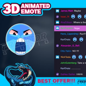 3D Animated Emote, Twitch Emote, Gif Emotes, Kawaii Emote, Twitch Sub Emotes, Kick Emote, Cute Emotes, Emote Commission - Angry Emote V7