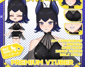 Premium Live2D Avatar | Premade Vtuber Model Bat Girl Theme | VBridger Ready | Vtuber Commission | Vtuber Model | Premade Vtuber