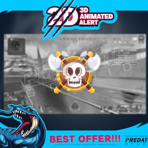 3D Animated Alert Skull, Twitch Alert, Animated Alerts, Stream Alerts, Alerts For Twitch, Alert Skull, Streamlabs Alerts, Subscriber Alert
