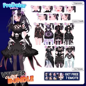 Customizable Vtuber Gothic Mastery: Live2D Model Streamer with 7-Piece Clothing Set Gothic