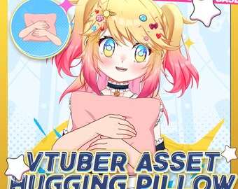 VTuber Asset Hugging Pillow | Cute Handheld Prop PNG for Live2D Model Streaming Overlay | Vtuber Pose | Cozy Vtuber Item