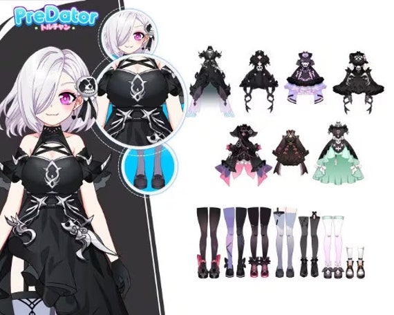Customizable Gothic Vtuber: Cyber Eclipse Live2d Model With