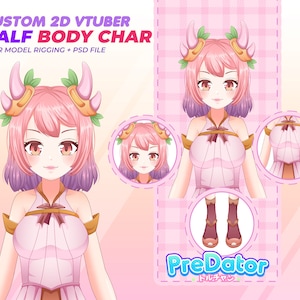Custom Anime VTuber Live2D | Half-Body Model with Rigging | Vtuber Commission | VTuber Model | Live2D  Rigging | Vtuber Assets | PNGTuber
