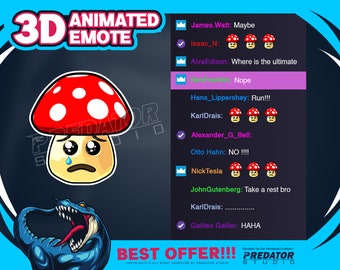 Emote animé champignon triste : emote mouvement/coup de pied dessin animé 3D