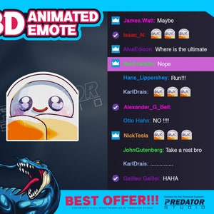 Deken 3D Geanimeerde Emote, Emotes, Kick Emote, Emote Commissie, Stream Emotes, Game Emote, Chibi Emote, Cartoon Emote, Schattige Emotes