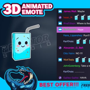 Buvez une émote animée 3D, une émote animée, une émote fraîche, une émote de chat, une émote bit, une émote kick, une émote Twitch, une émote, une émote de flux, une émote de jeu,
