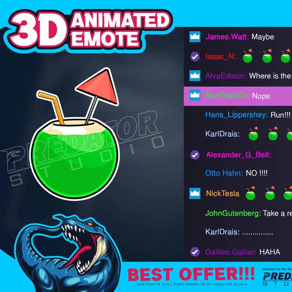 3D Animated Emote, Stream Emotes, Discord Emotes, Virtual Reality, Kick Emote, Twitch Chat Emotes, Twitch Emote - Coconut Ice Emote