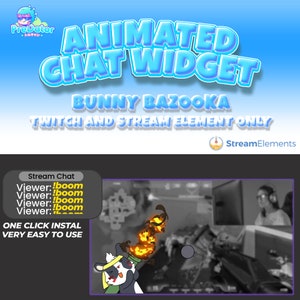 Twitch Animated Chat Widget Bunny Bazooka: Zabawne ulepszenie dla Twitch i StreamElements - Chat Widget, Live Stream Design, Interaktywny