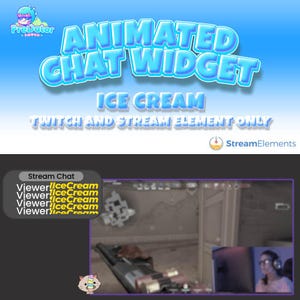 Professional Twitch Chat Widget | Stylish Animated Overlay for Streamers | Ice Cream Twitch Chat Widget