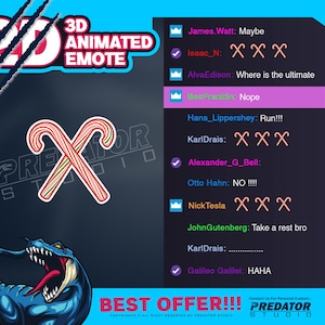 Candy Cane 3D Animated Emote, Kick Emote, Twitch Emotes Chibi, Christmas Emotes, Twitch Emotes Funny, Emote Commission, Stream Emotes