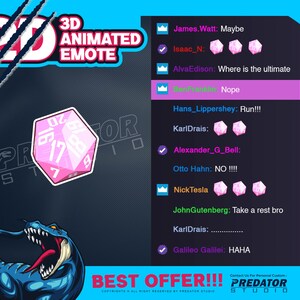 Dice 3D Animated Emote, Kick Emote, Twitch Bit Emotes, Emotes Commission, Cute Emote, Gif Emotes, Discord Emotes, Twitch Emote Packs