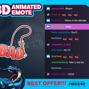 BAD Whip v2 3D Animated Emote,  Discord Emote, BAD Emote, Bit Emote, Custom Emote, Text Emote, Kick Emote, Game Emote, Stream Emote