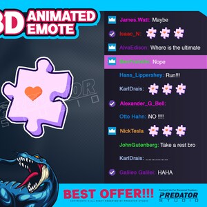 3D Animated Emote, Cute Emotes, Discord Emotes, Streamer Emotes, Game Emote, Twitch Emotes, Kick Emote, Twitch Emote - Puzzle Emote