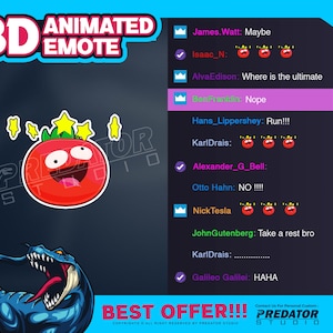 Tomato Stupid 3D Animated Emote, Kick Emote, Emote Commission, Twitch Emote Pack, Game Emote, Chibi Emote, Cute Emotes, Emote Twitch